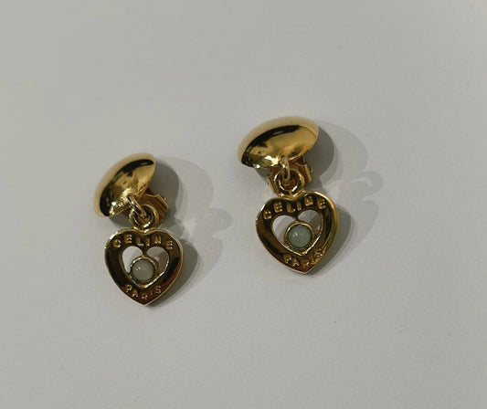 Celine 80’s Rare Heart shaped Clip On Earrings