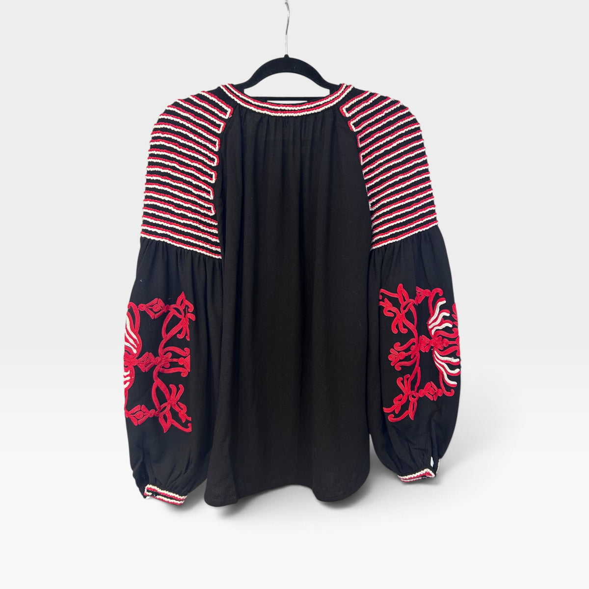 Wandering Hand-Embroidered Wool Blouse