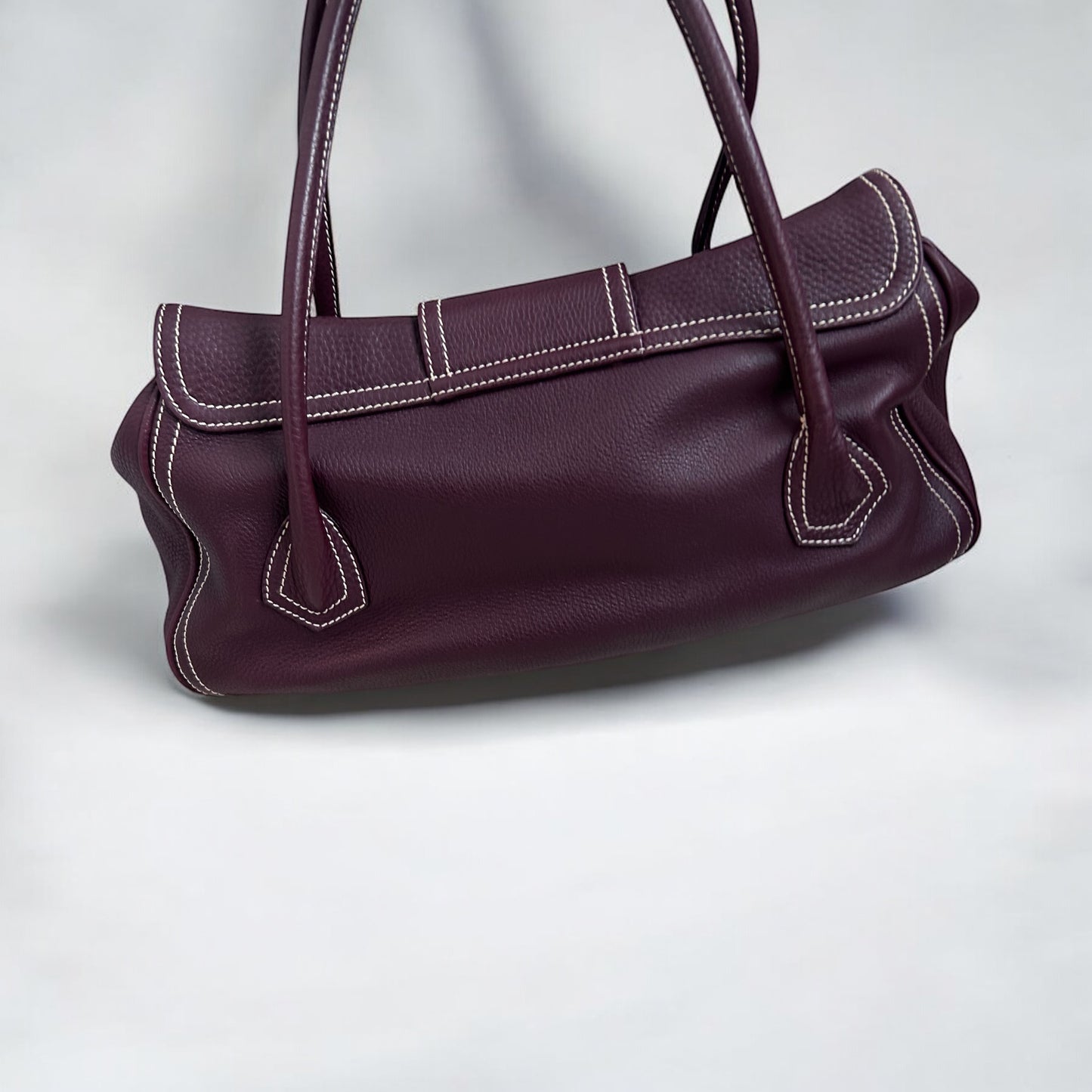 Vintage Céline Burgundy Leather Buckle Bag