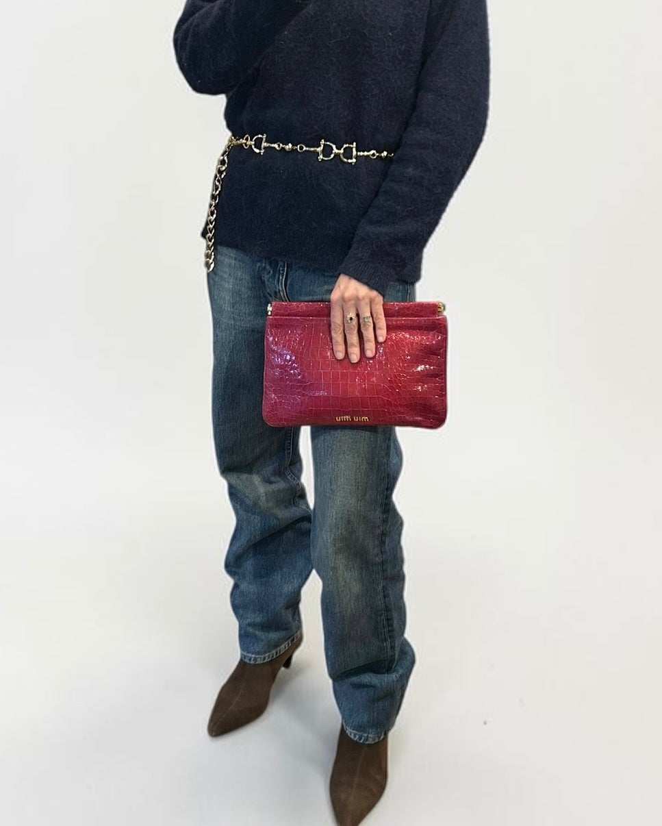 Miu Miu Croc-Embossed Leather Clutch |Early 2000s