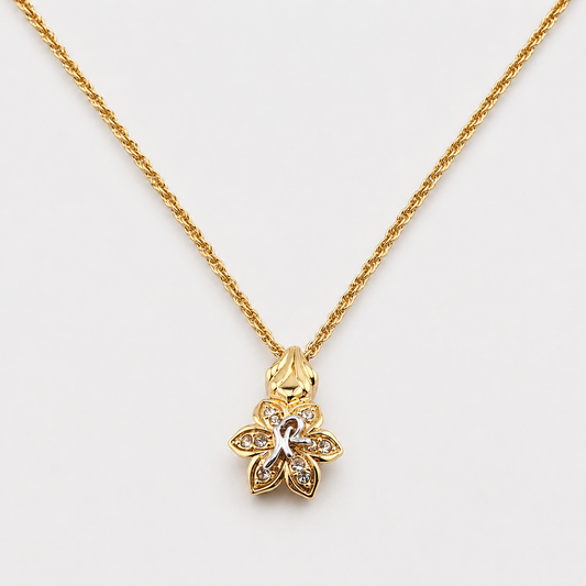 Vintage Nina Ricci Gold Plated Crystal Flower Necklace | 1990s