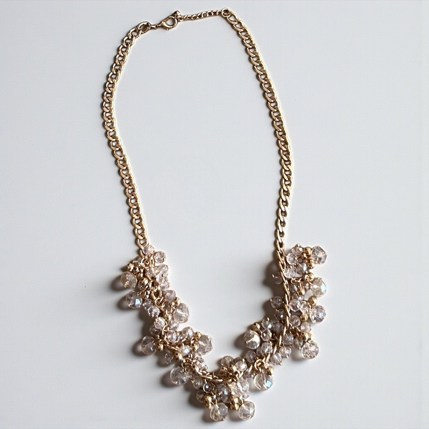 Vintage Crystal Cluster Statement Necklac