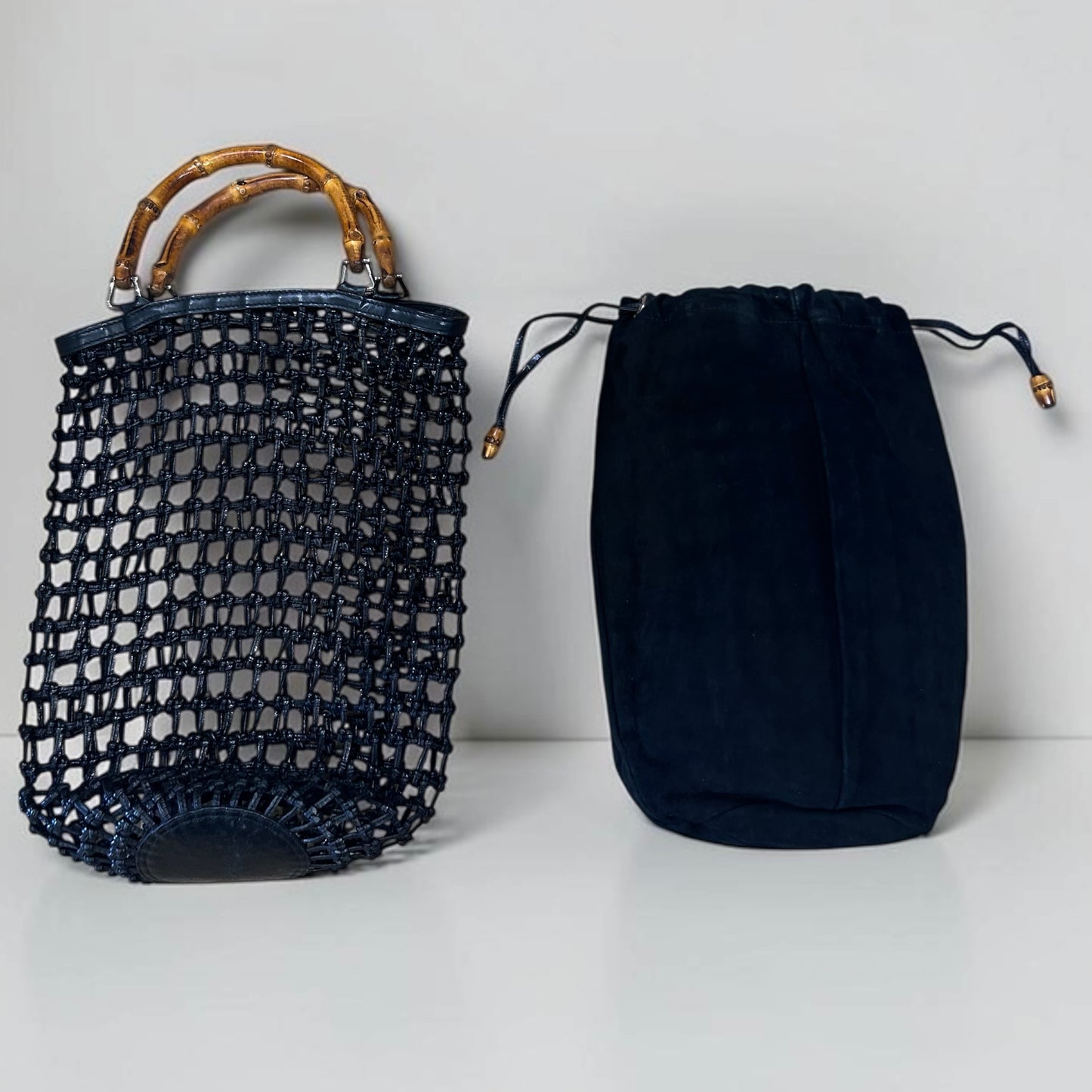 Vintage Gucci Black Leather Net Bucket Bag|1990s, Tom Ford Era