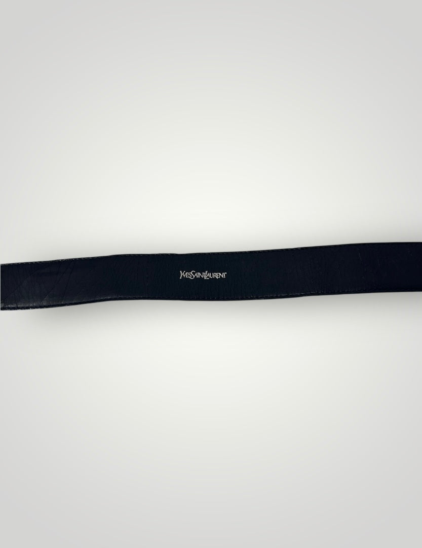 Vintage Yves Saint Laurent Heart Buckle Leather Belt