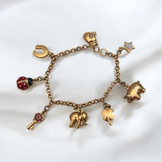90’s 14k Gold Plated Charm  Bracelet