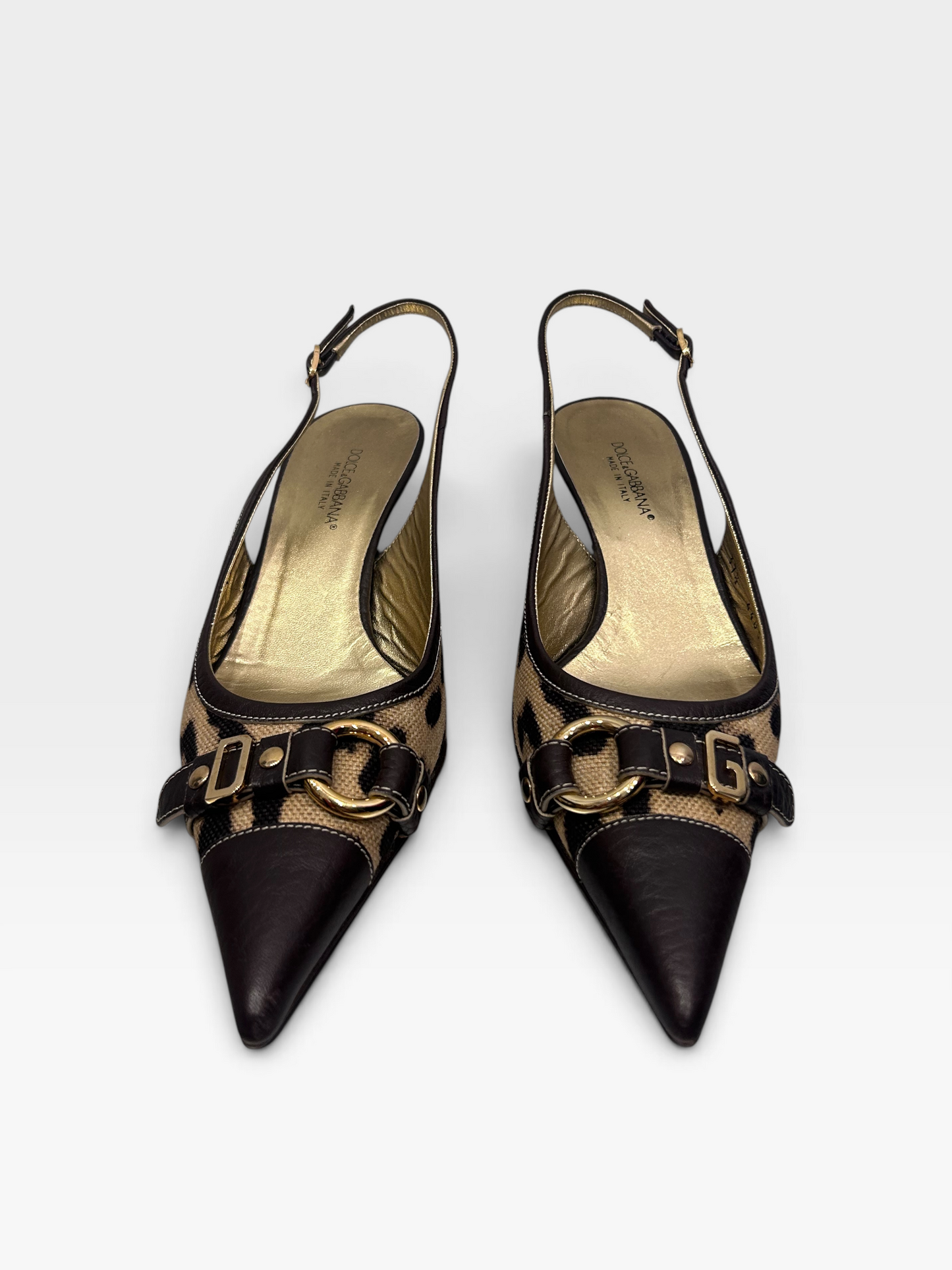 Vintage Dolce & Gabbana Leopard Slingback Heels| Early 2000s