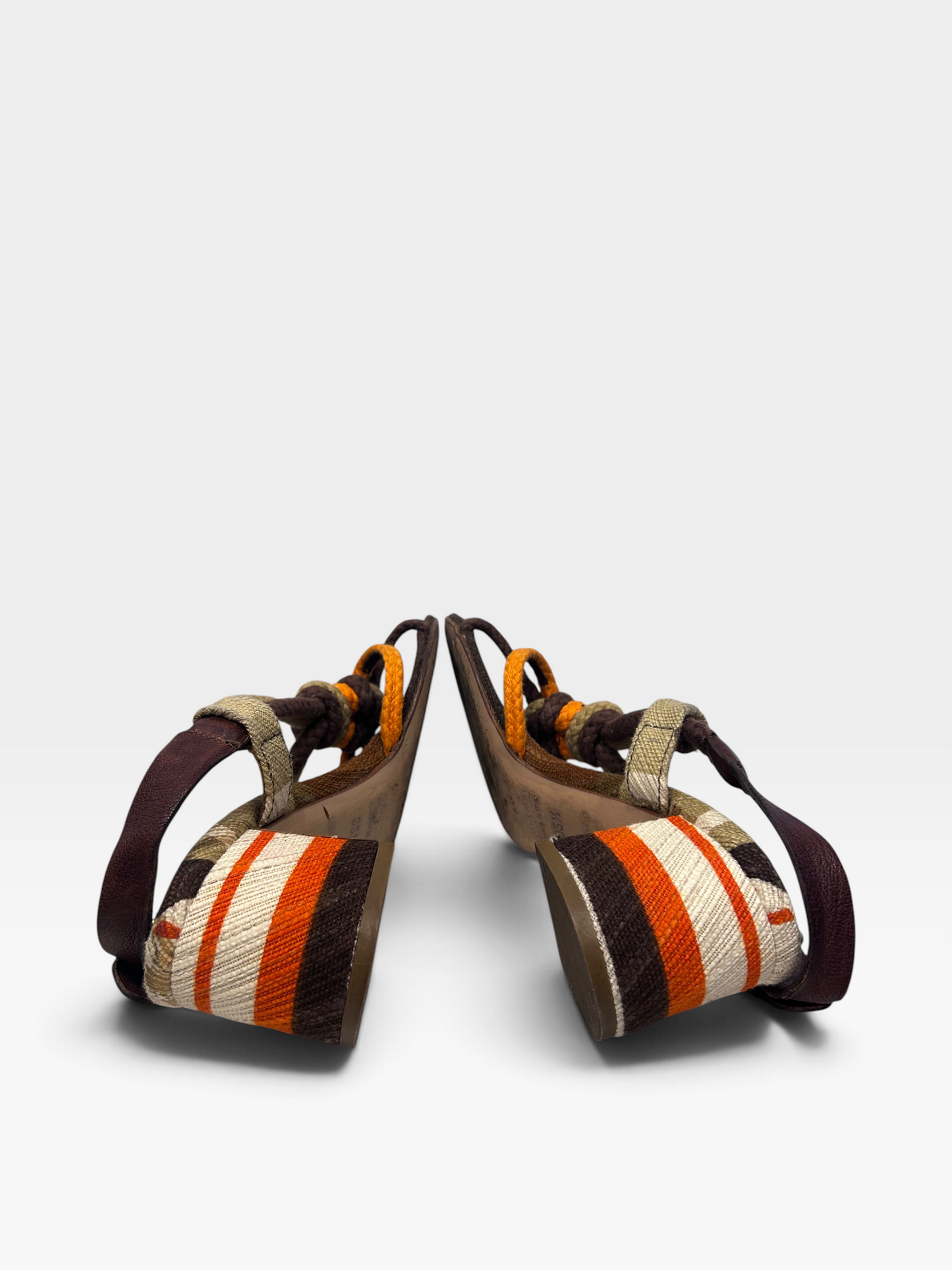 Vintage Miu Miu Rope & Leather Block Heel Sandals |Early 2000s
