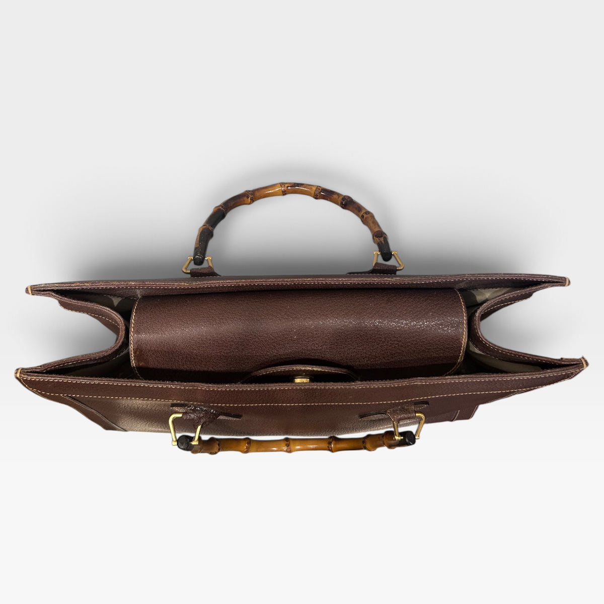 Vintage Gucci Diana Brown Leather Bamboo Tote Bag | Early 1990s