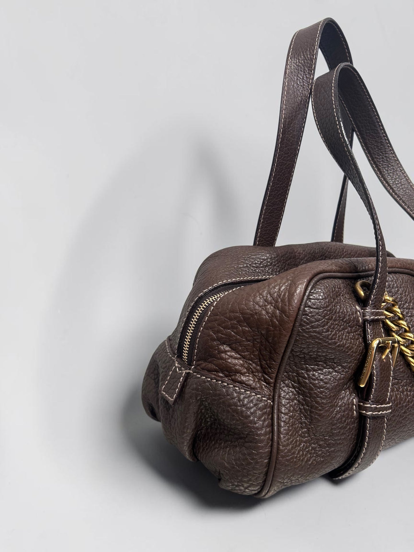 Vintage Dolce & Gabbana Pebbled Leather Bowling Bag| Early 2000s