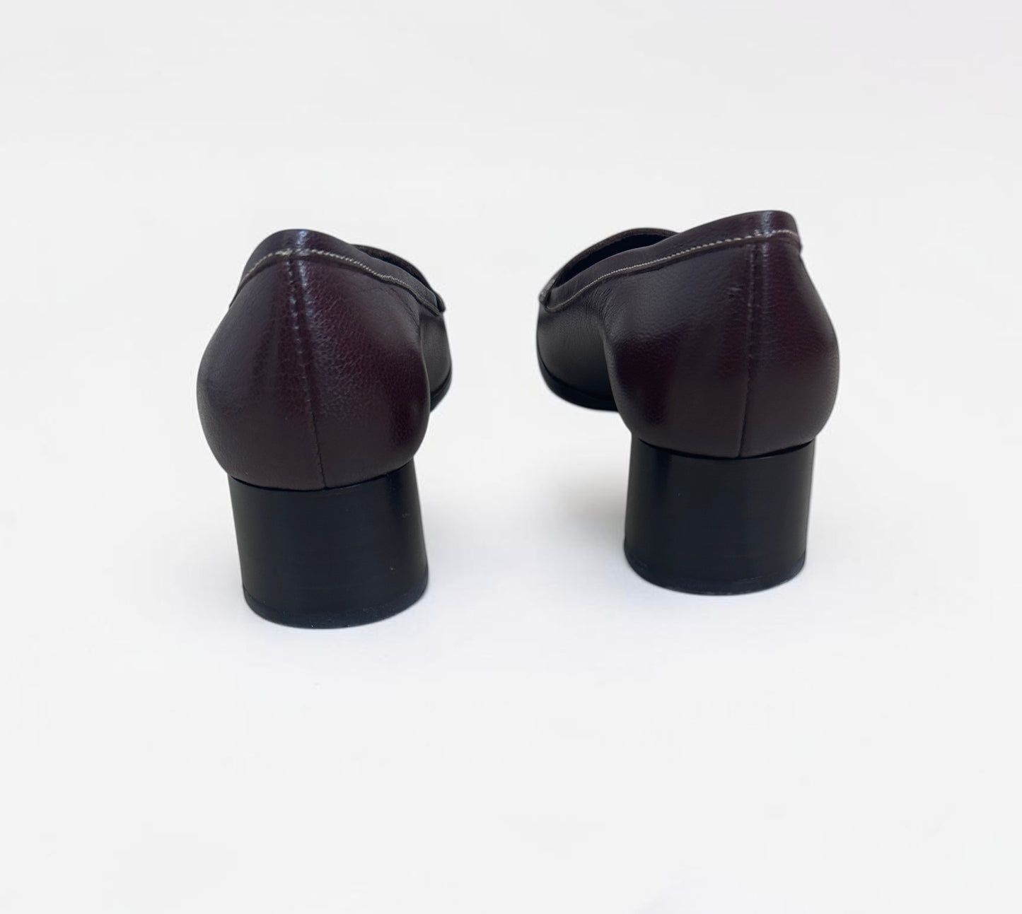 Vintage Miu Miu Burgundy Leather Heel Loafers |Early 2000s