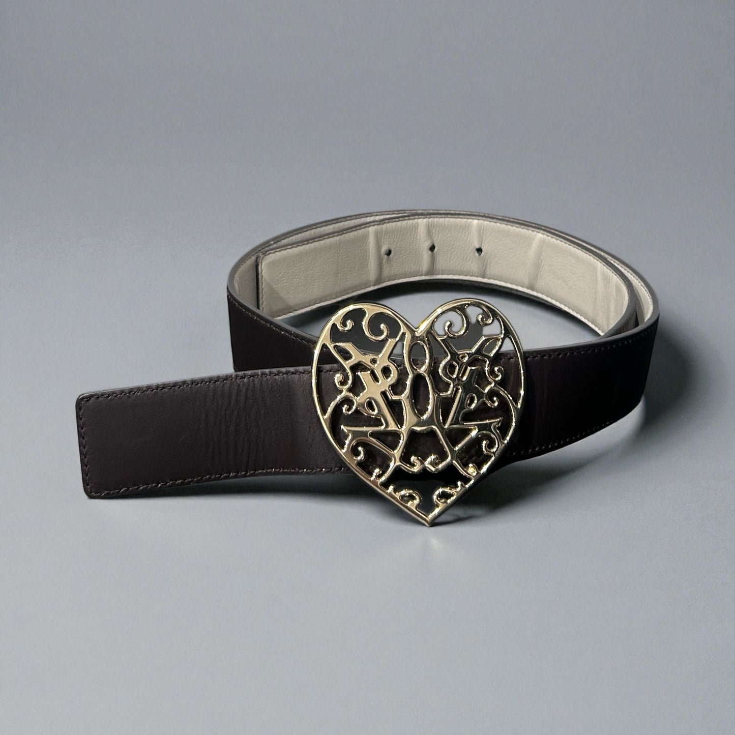 Yves Saint Laurent Reversible Heart Logo Belt, Early 2000s