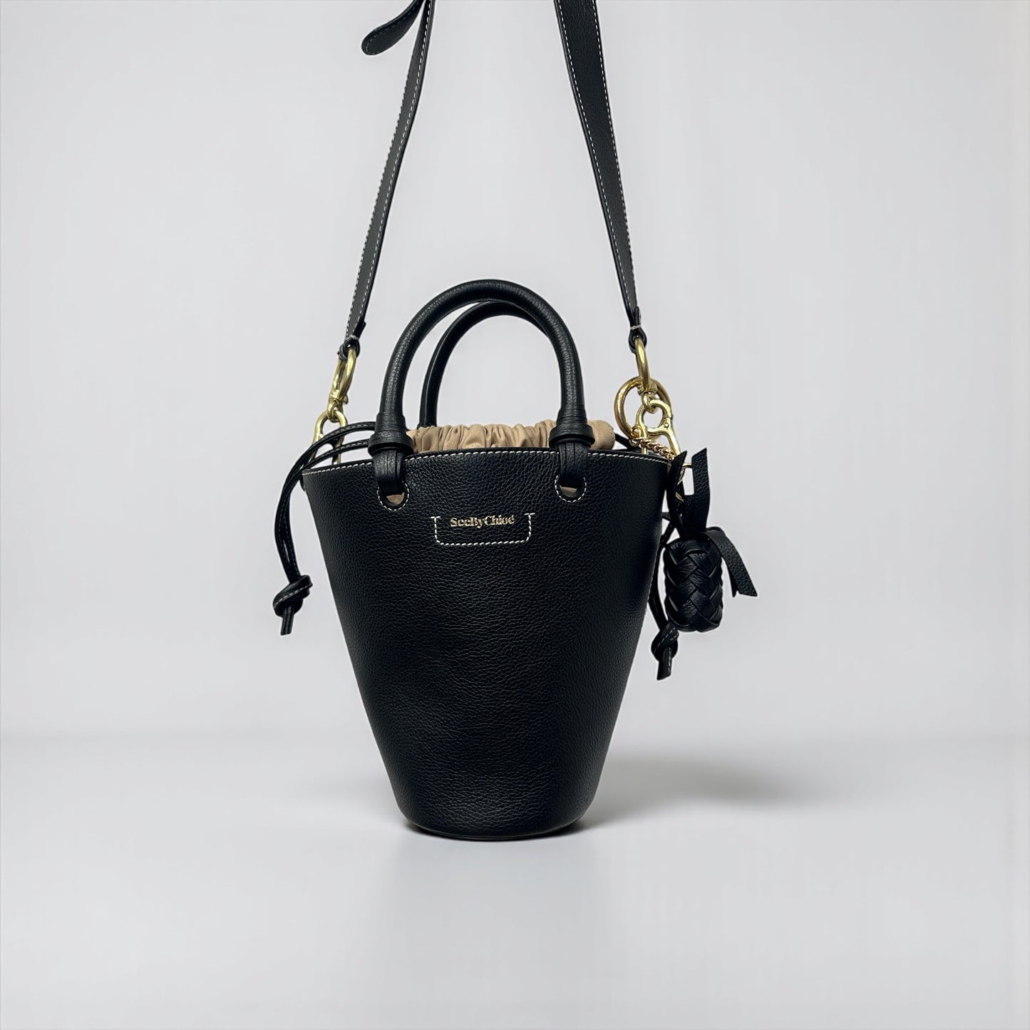 See by Chloé Cecilya Black Leather Bucket Bag
