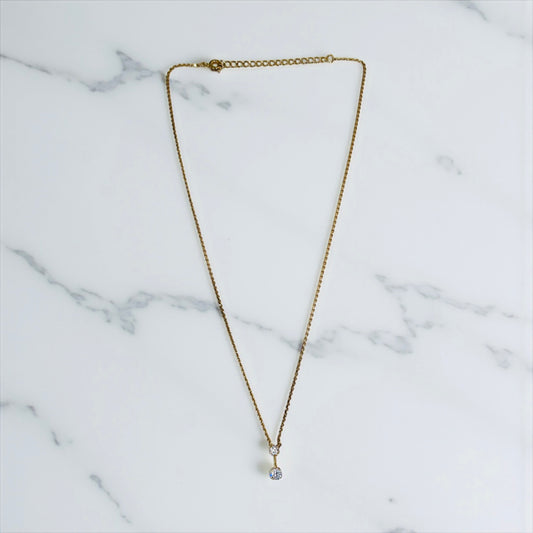 Vintage Necklace with Double Crystal Drop