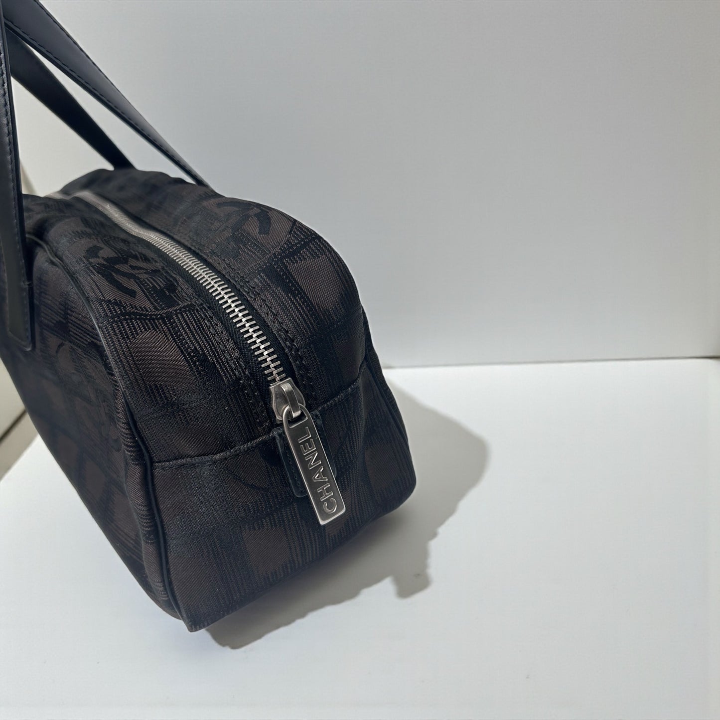 Vintage Chanel Travel Line Jacquard Bowler Bag |Early 2000s