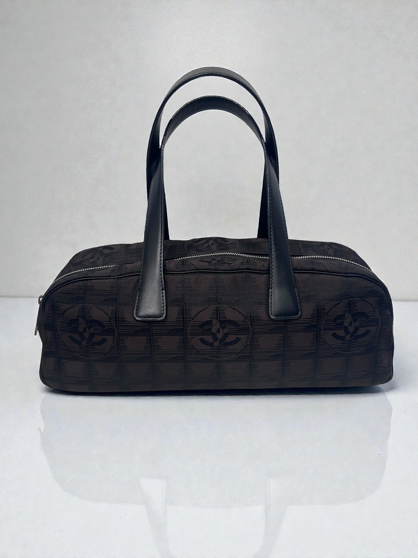 Vintage Chanel Travel Line Jacquard Bowler Bag |Early 2000s