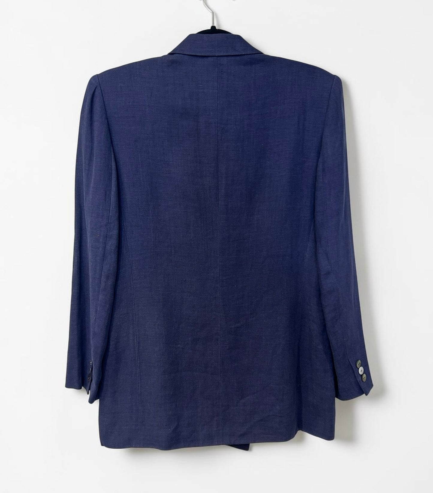 Vintage Burberry Blue Linen Double-Breasted Blazer| Mid 1990s