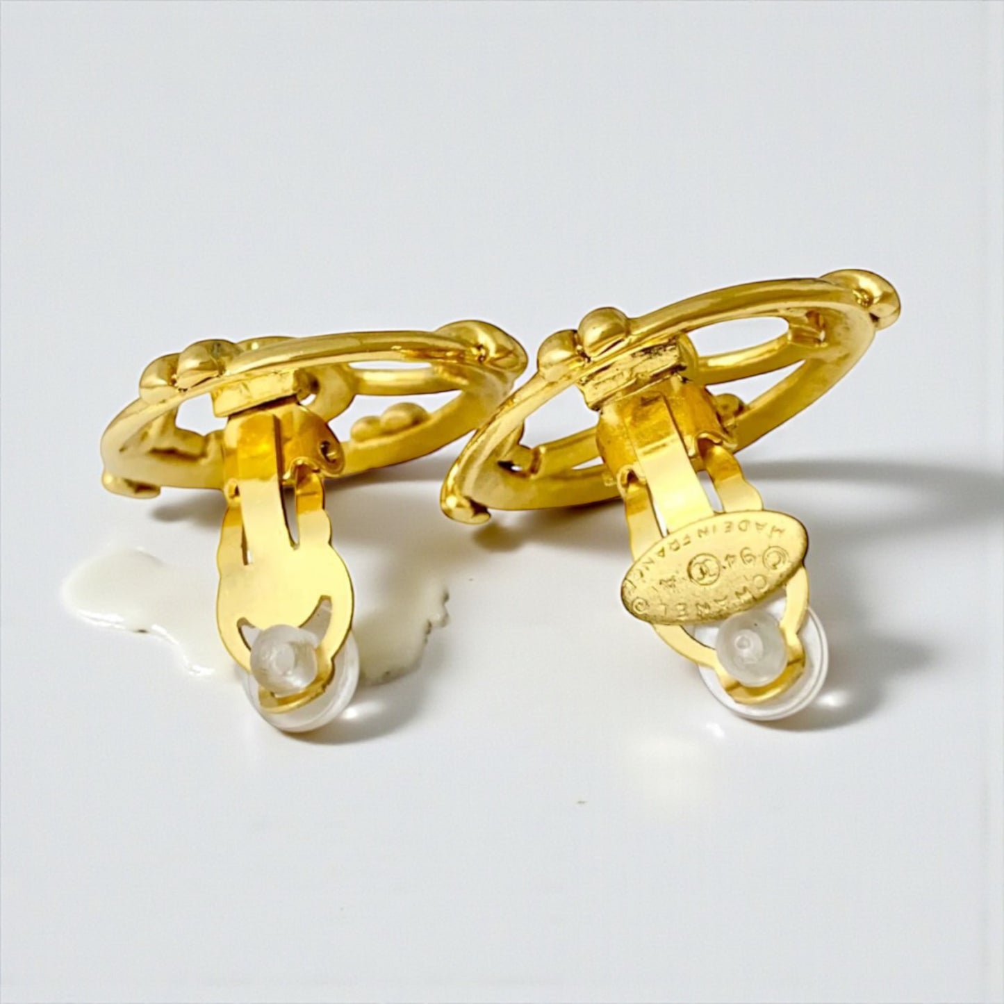 CHANEL Gold-Plated Logo Clip-On Earrings | Spring 1994