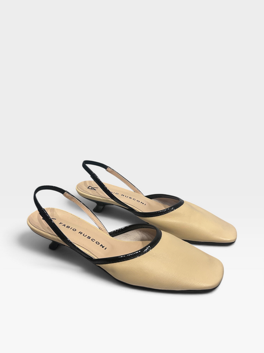 Fabio Rusconi Leather Slingback Kitten Heels