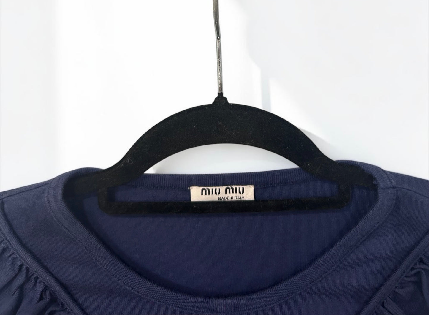 Miu Miu Ruffle Trim Cotton Tee | Early 2000s
