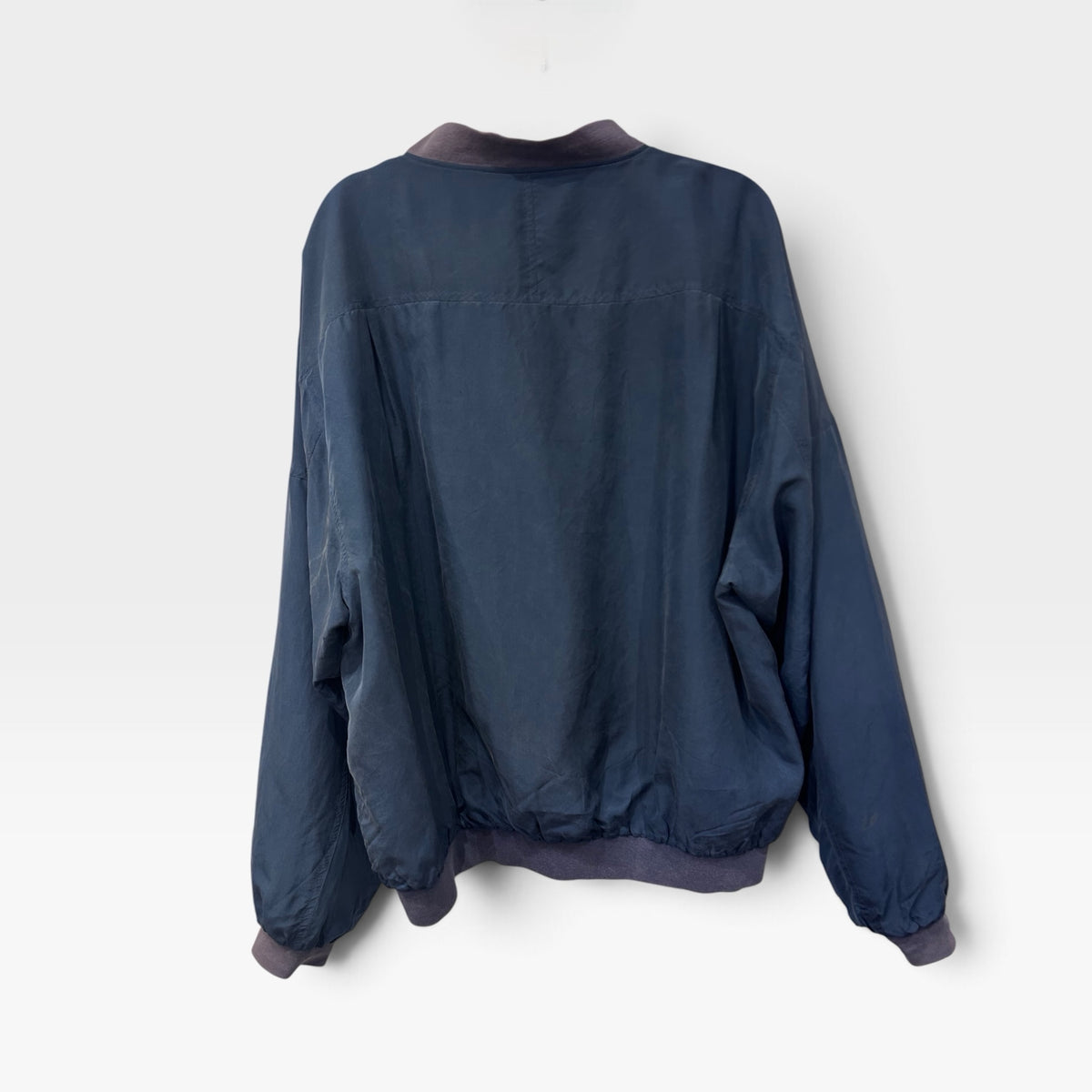 Vintage Yves Saint Laurent Blue Silk Bomber Jacket | 1990s