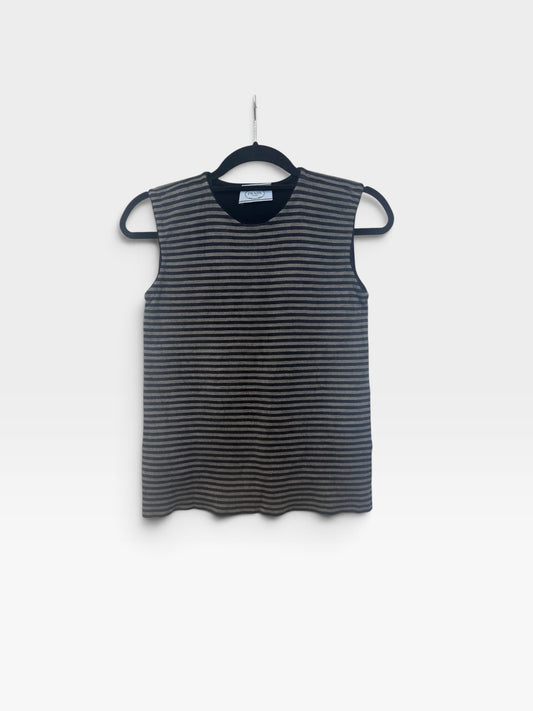Prada Striped Silk Sleeveless Top |2013