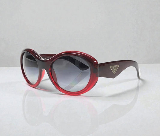 Prada Archive SPR 30P Burgundy Oval Sunglasses |Early 2000s