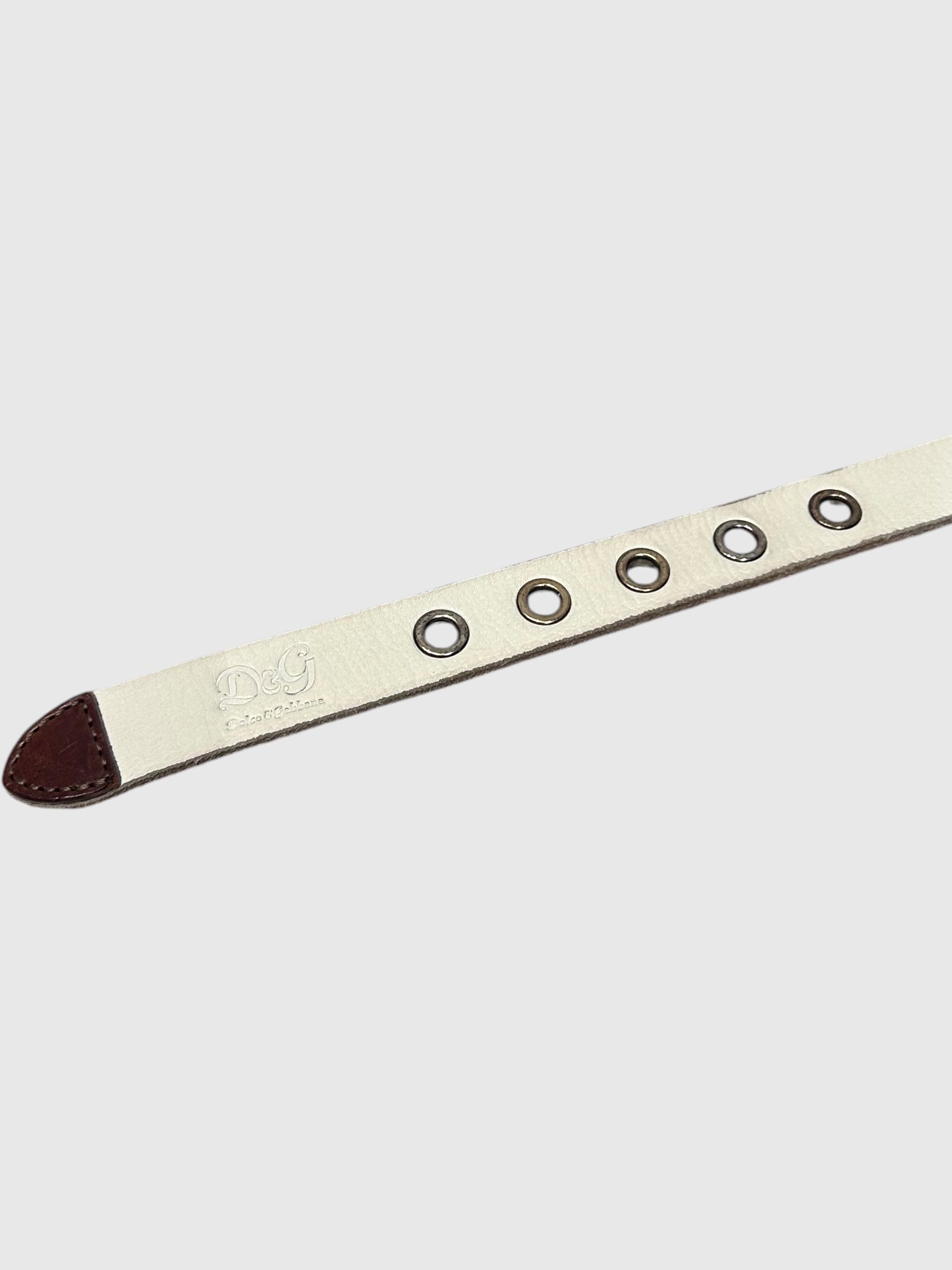 Vintage Dolce & Gabbana White Leather Belt |Early 2000s