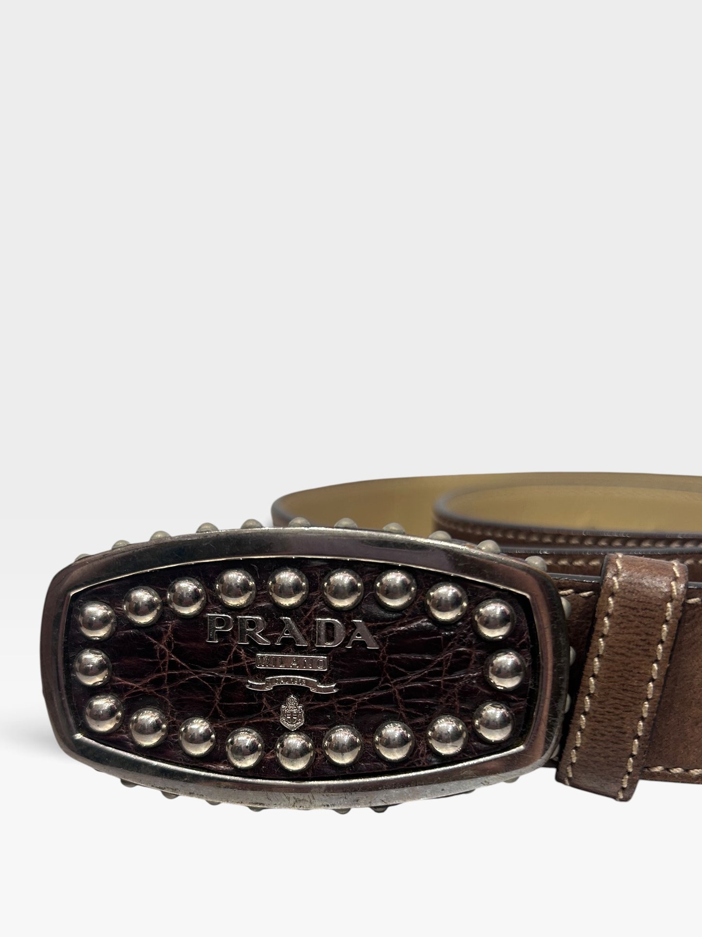 Vintage Prada Studded Leather Belt|Early 2000s
