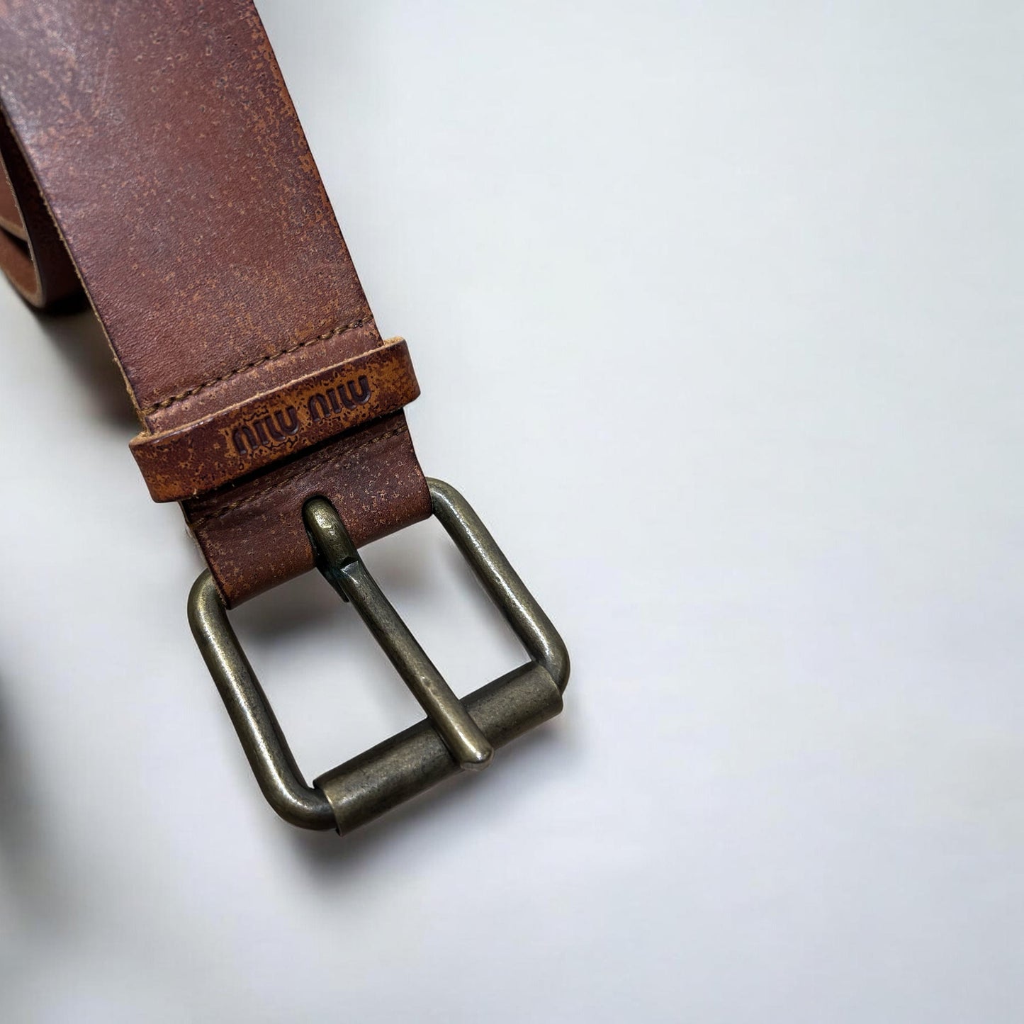 Miu Miu Distressed Leather Belt | Mid 2000s Archival Piece