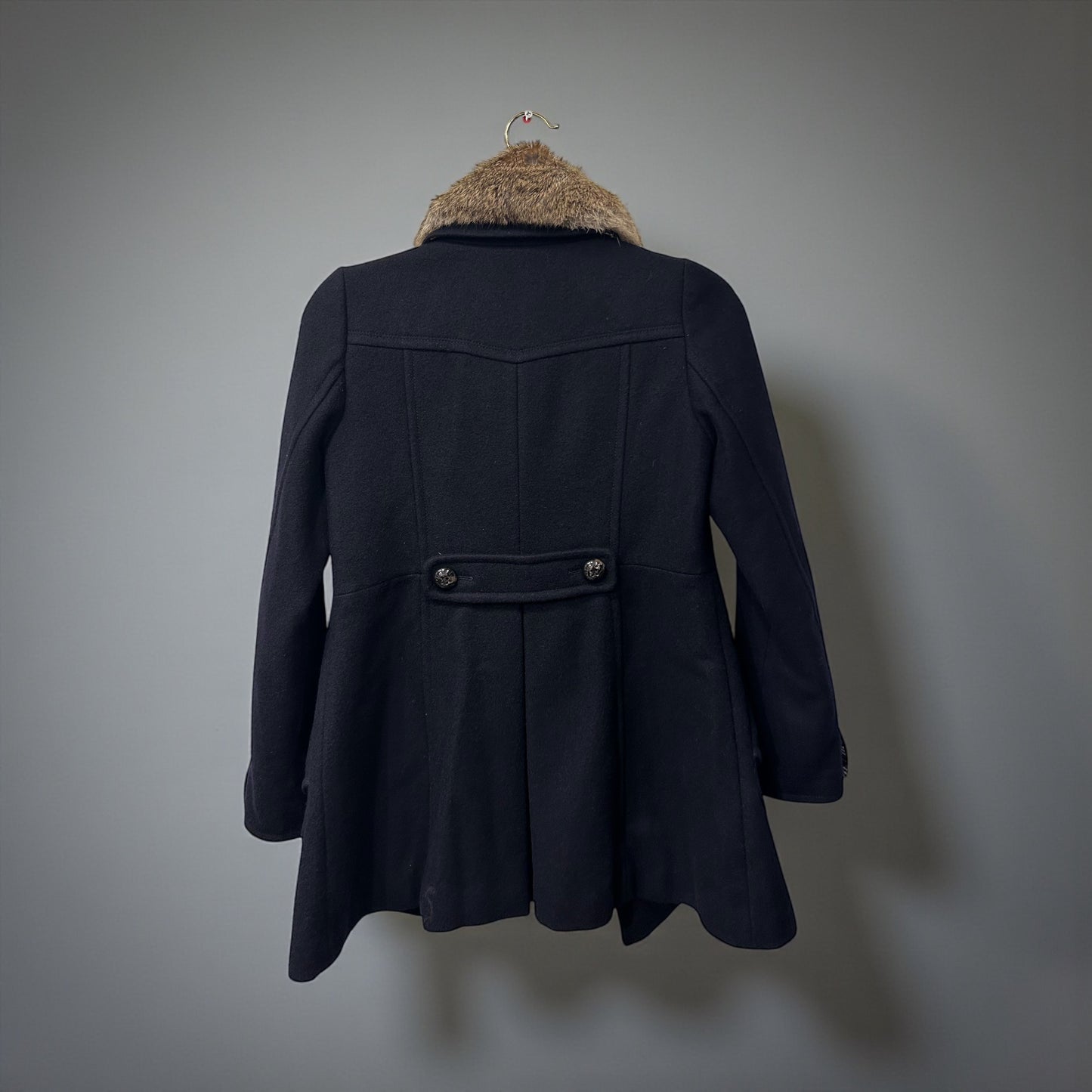 Vintage Burberry Blue Label Wool Coat with Fur Collar