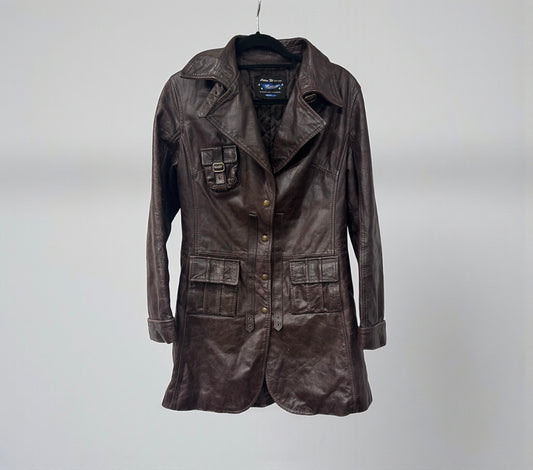 Vintage Brown Leather Coat| Early 2000’s