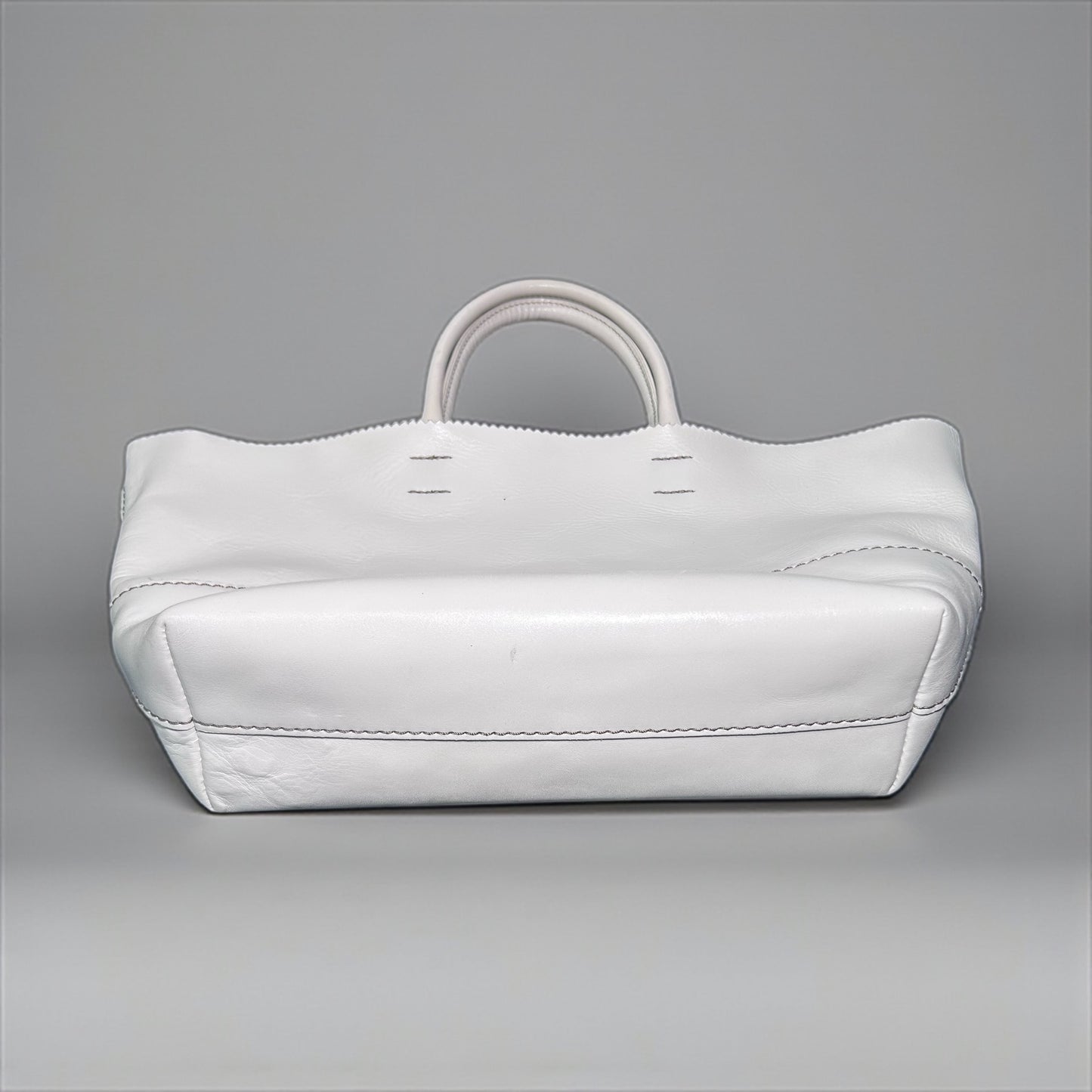 Vintage White Leather Tote Bag