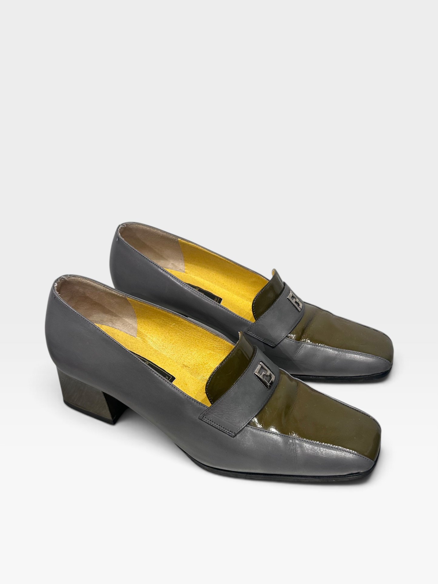 Vintage Fendi FF Heeled Loafers|Early 1990s