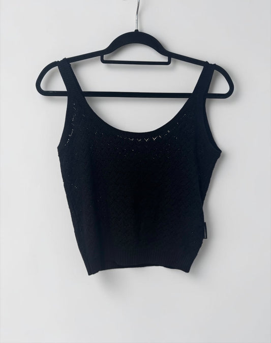 Vintage Dolce & Gabbana J&ANS Black Open-Knit Sleeveless Top| Late 1990s