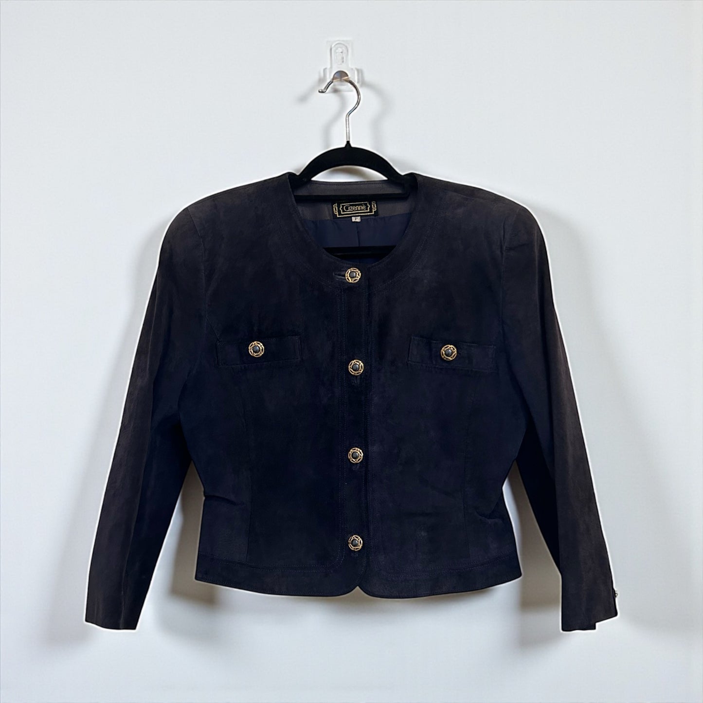 Vintage Cizenne Suede Jacket with Gold Buttons