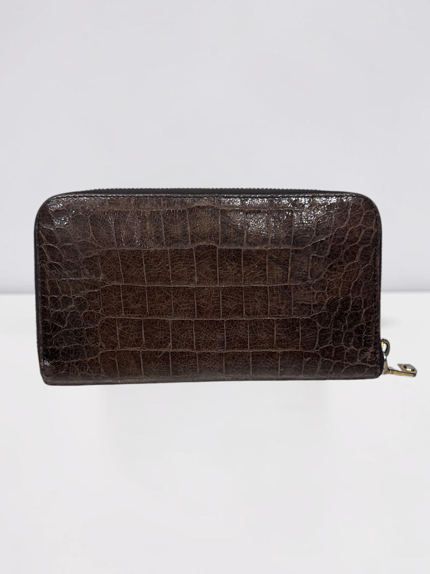 Miu Miu Croc-Embossed Leather Zip Around Wallet |Early 2000s