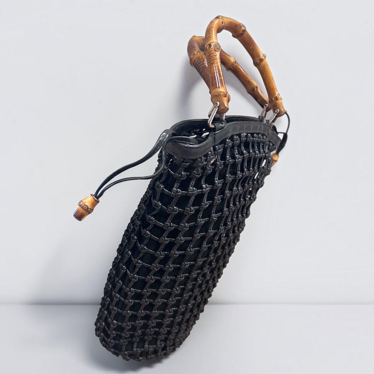 Vintage Gucci Black Leather Net Bucket Bag|1990s, Tom Ford Era