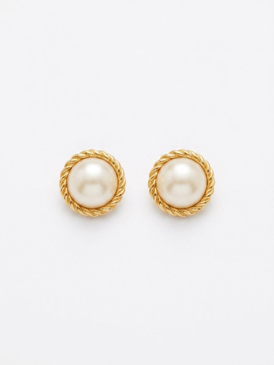 Vintage Gold-Plated Faux Pearl Clip-On Earrings| 1980s