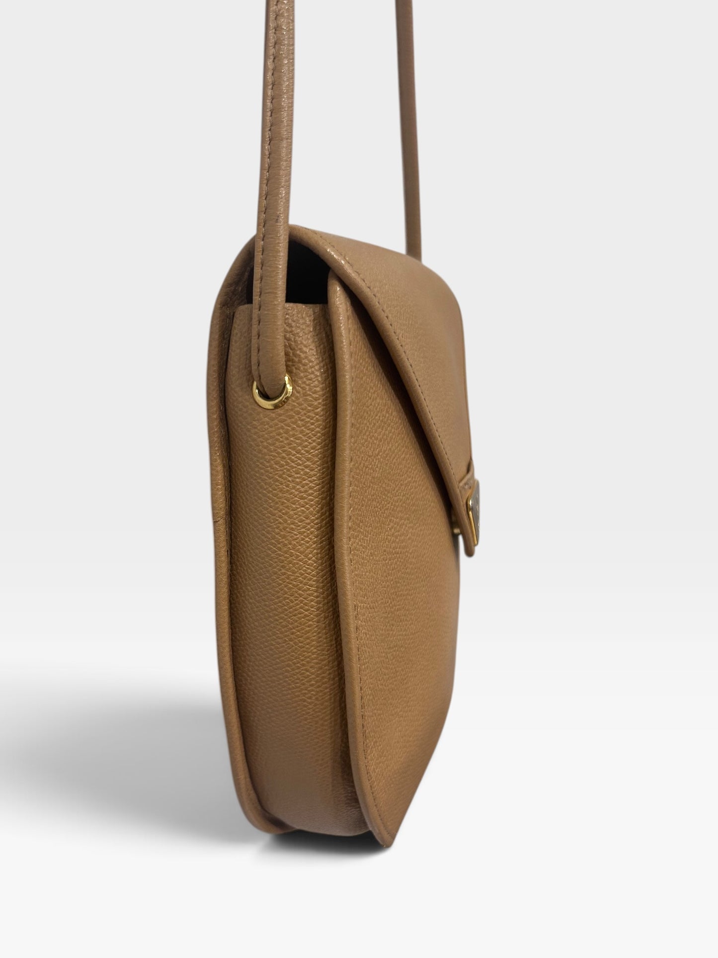 Vintage Yves Saint Laurent Beige Leather Crossbody Bag| 1990s