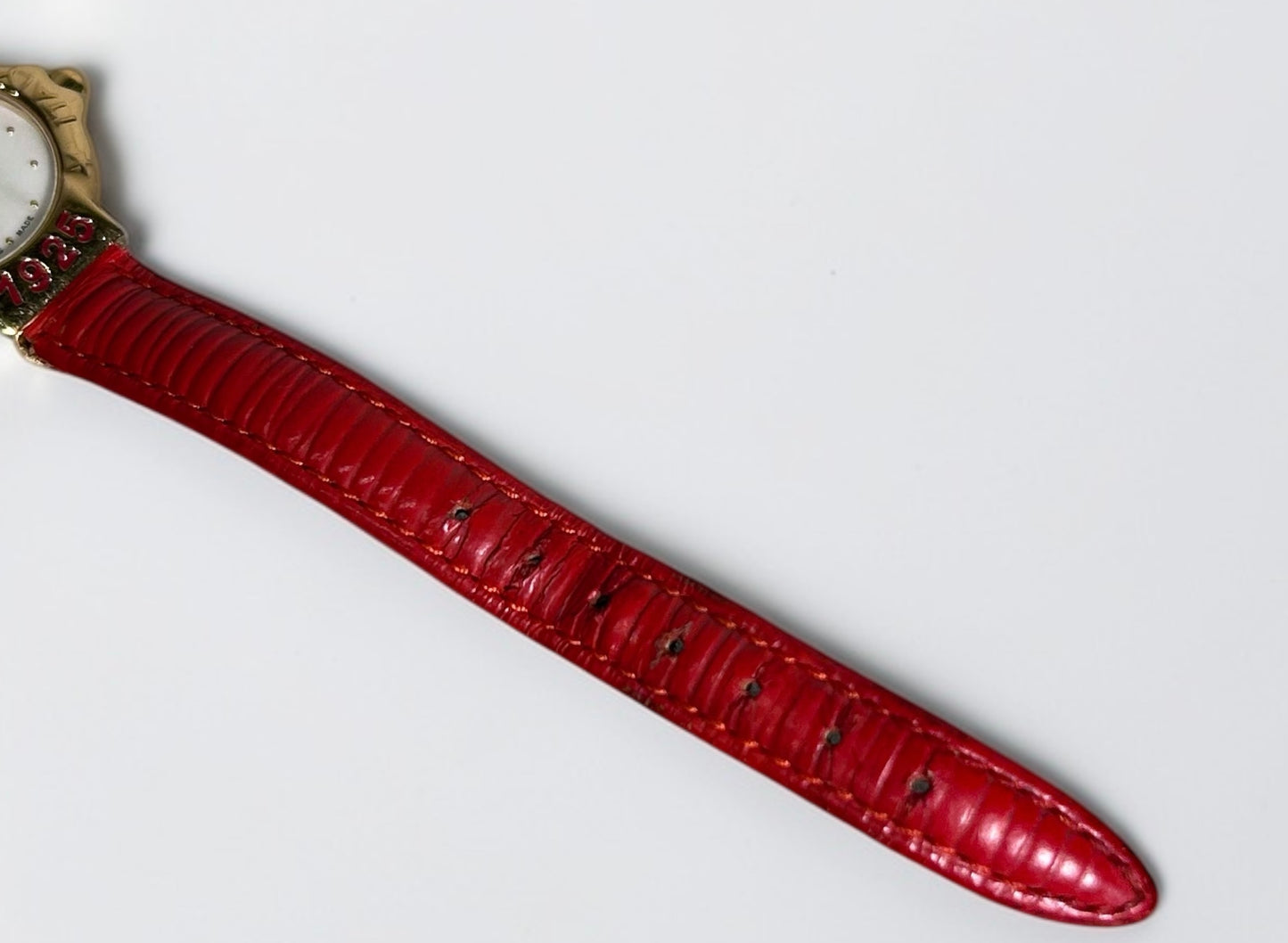 Vintage Fendi 1925 Swiss Made Watch – Gold Plated Case with Red Leather Strap |1990’s