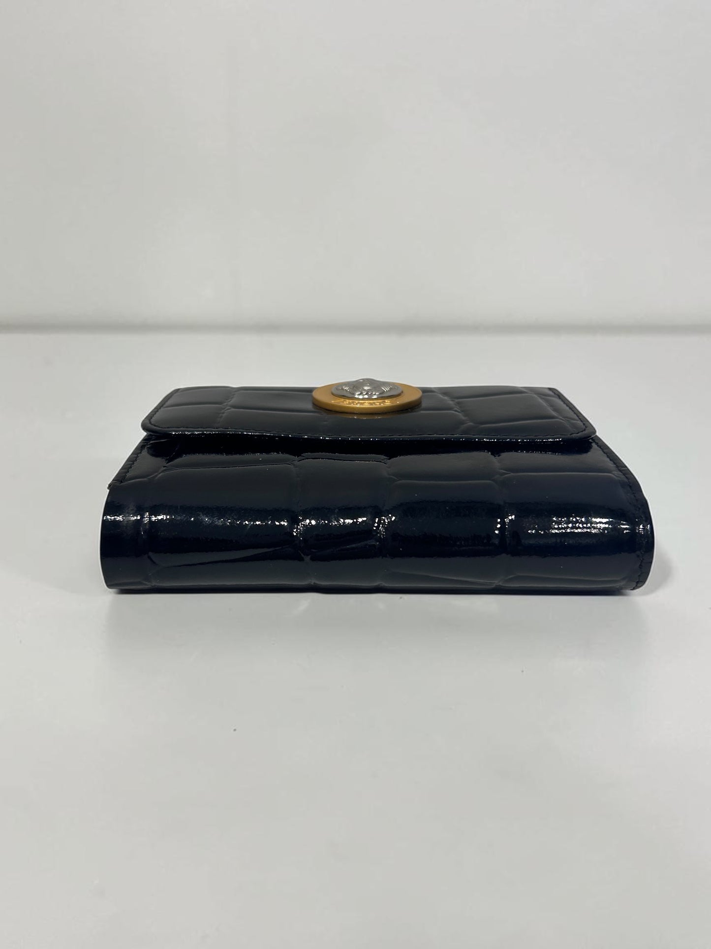 Gianni Versace Croc-Embossed Patent Leather Wallet |1990s
