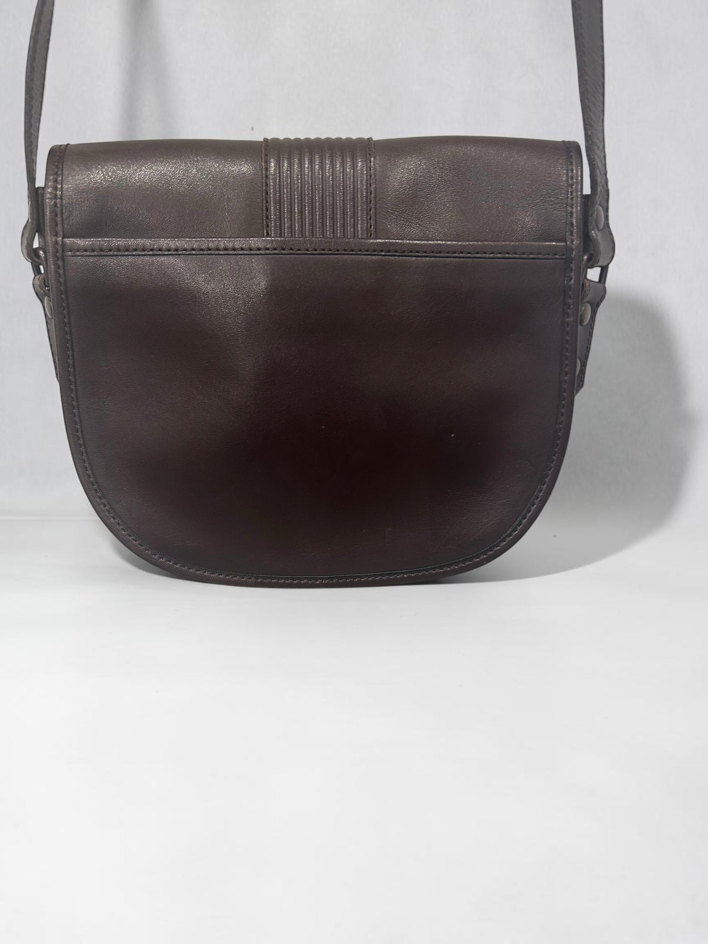 Vintage Yves Saint Laurent Brown Leather Saddle Crossbody Bag|Early 1990s