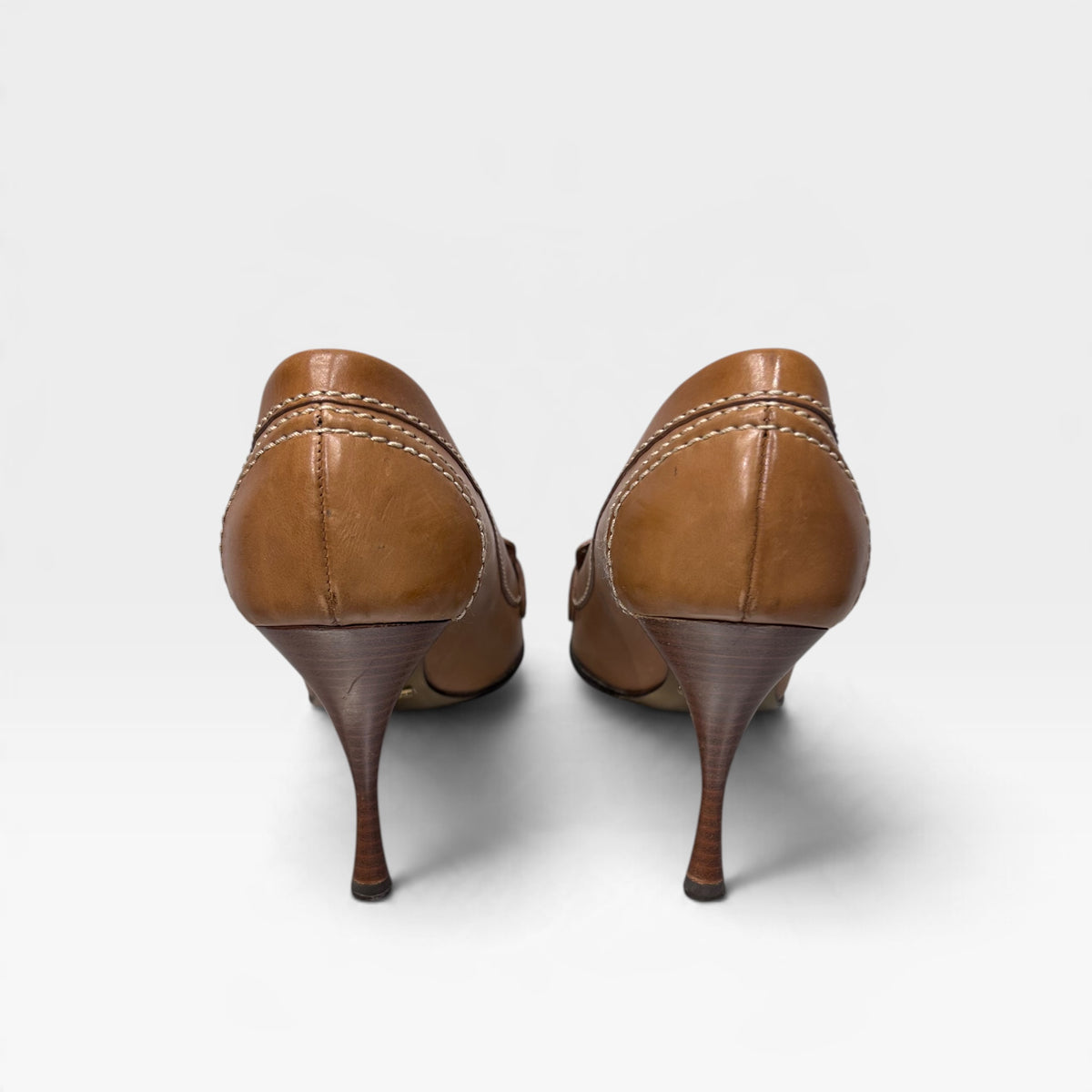 Vintage Dolce & Gabbana Tan Leather Kiltie Pumps | Early 2000s