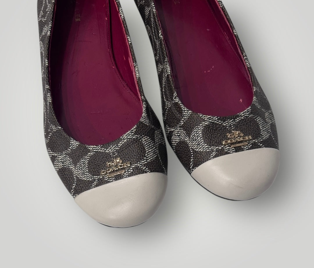 Coach Signature Canvas & Leather Ballet Flats