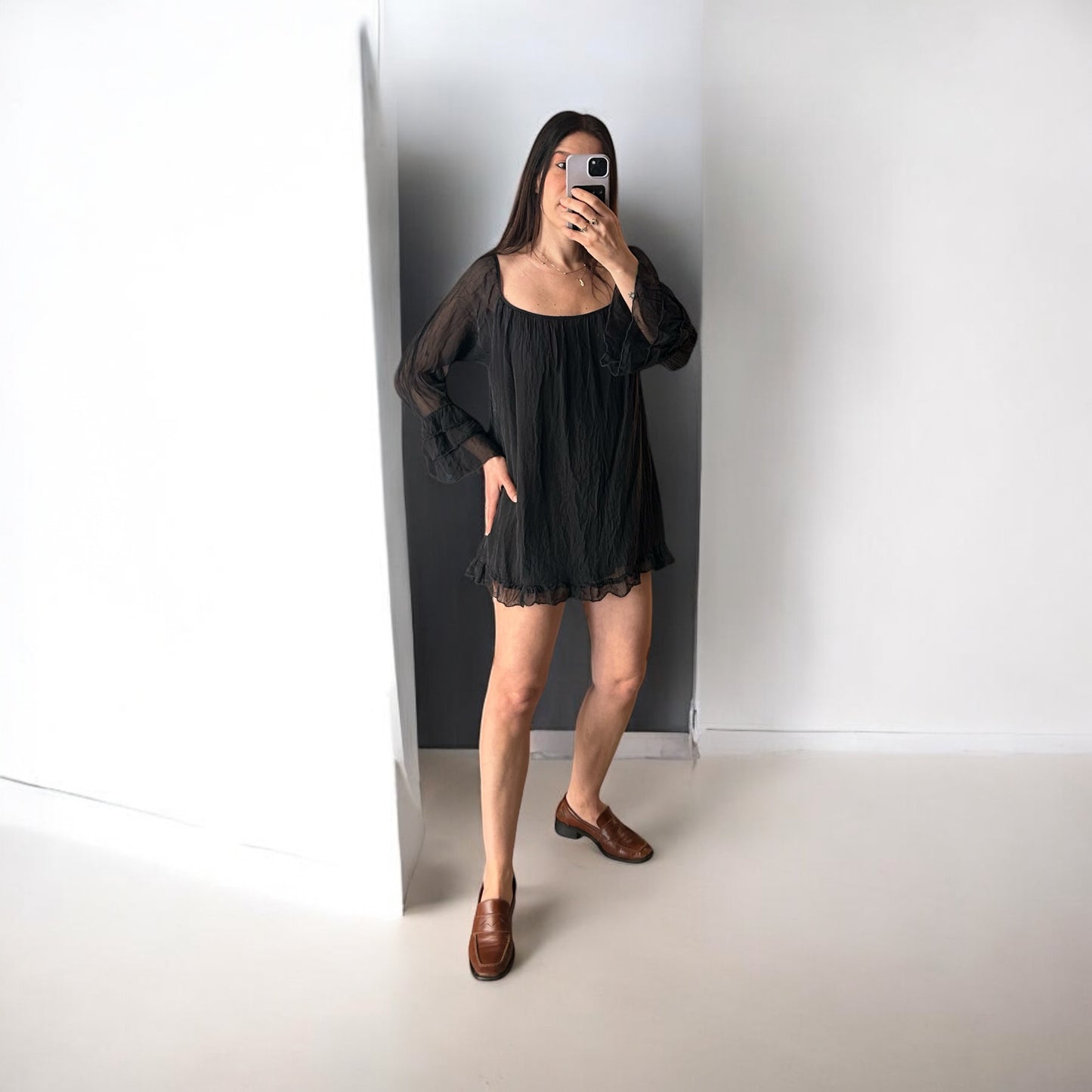 Silk black top