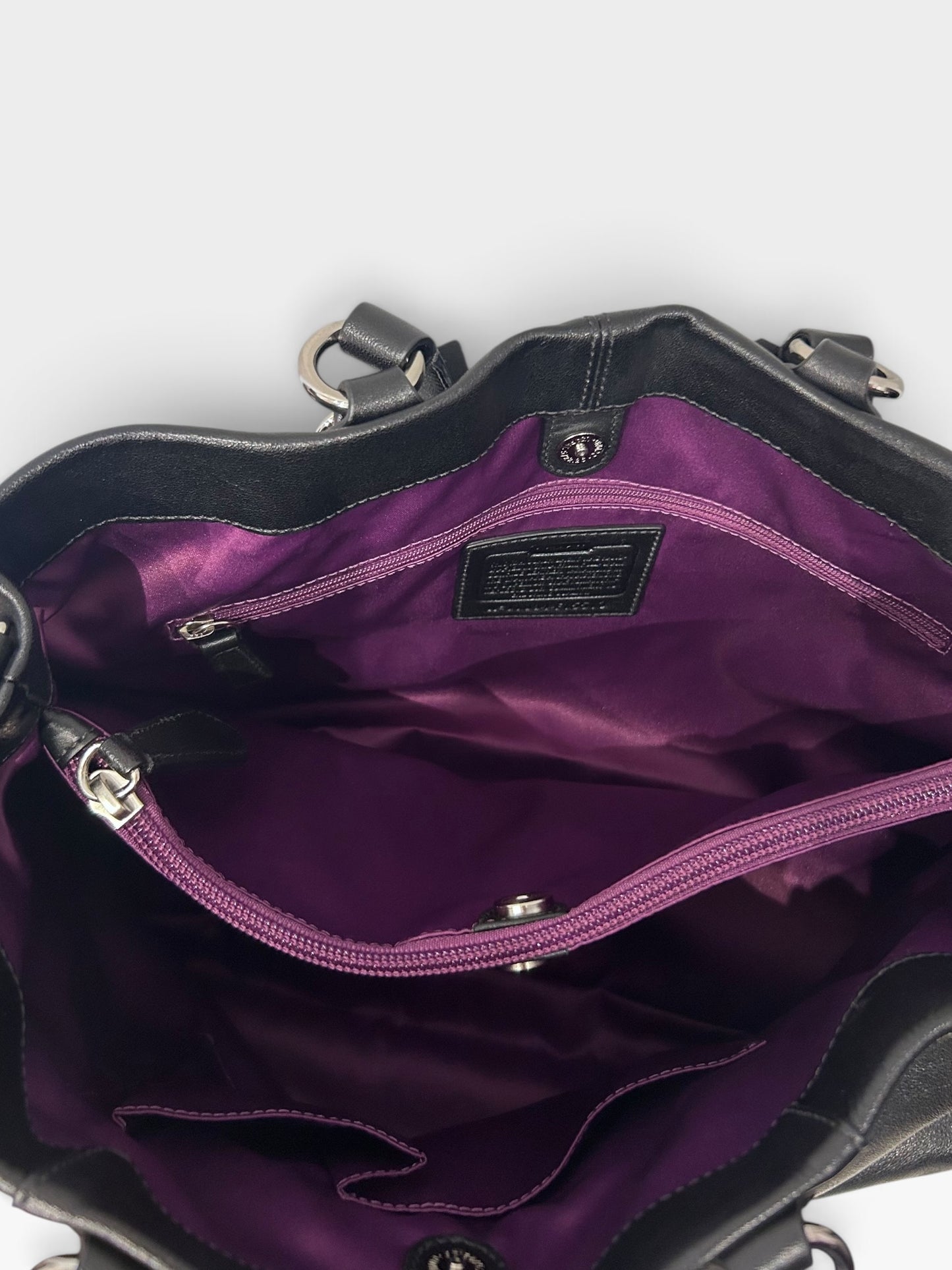 Vintage Coach Black Leather Tote Bag|Early 2000s