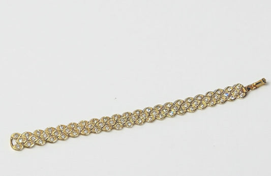 Vintage Reversible Gold-Plated Bracelet with Crystals