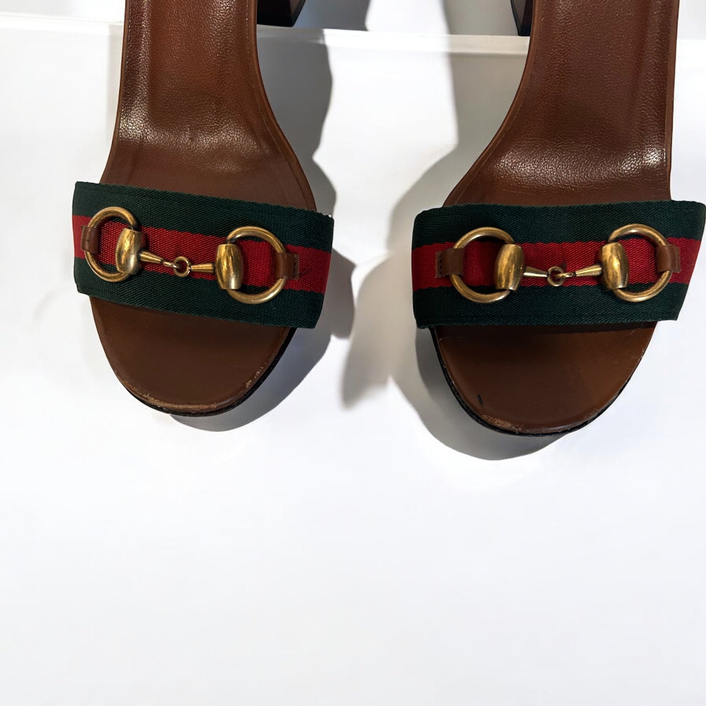 Gucci Brown Leather Horsebit Sandals