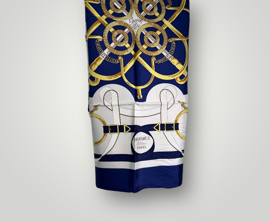 Vintage Hermès “Éperon d’Or” Vintage Silk Scarf
