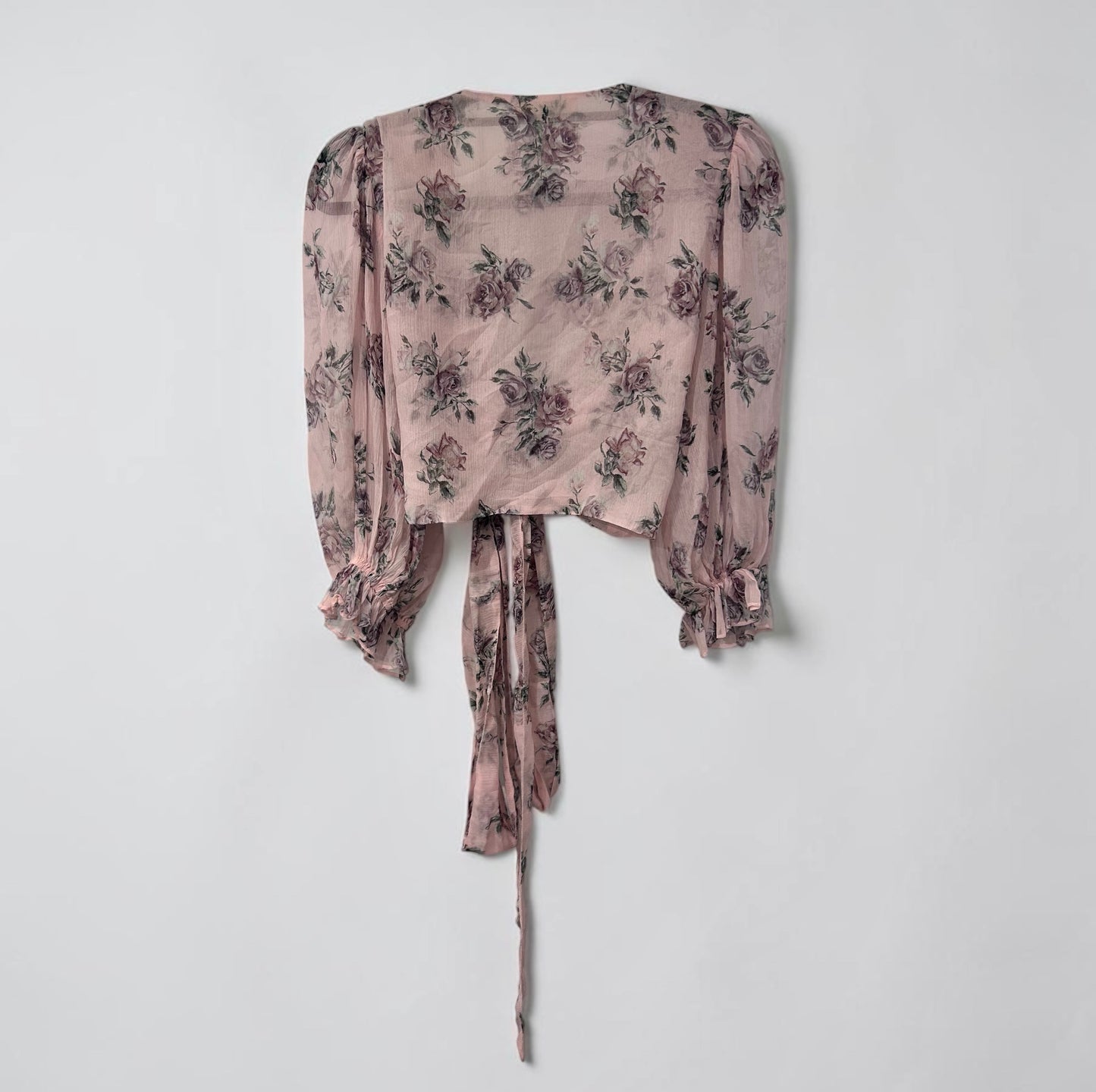 LoveShackFancy Floral Silk Tie-Front Blouse